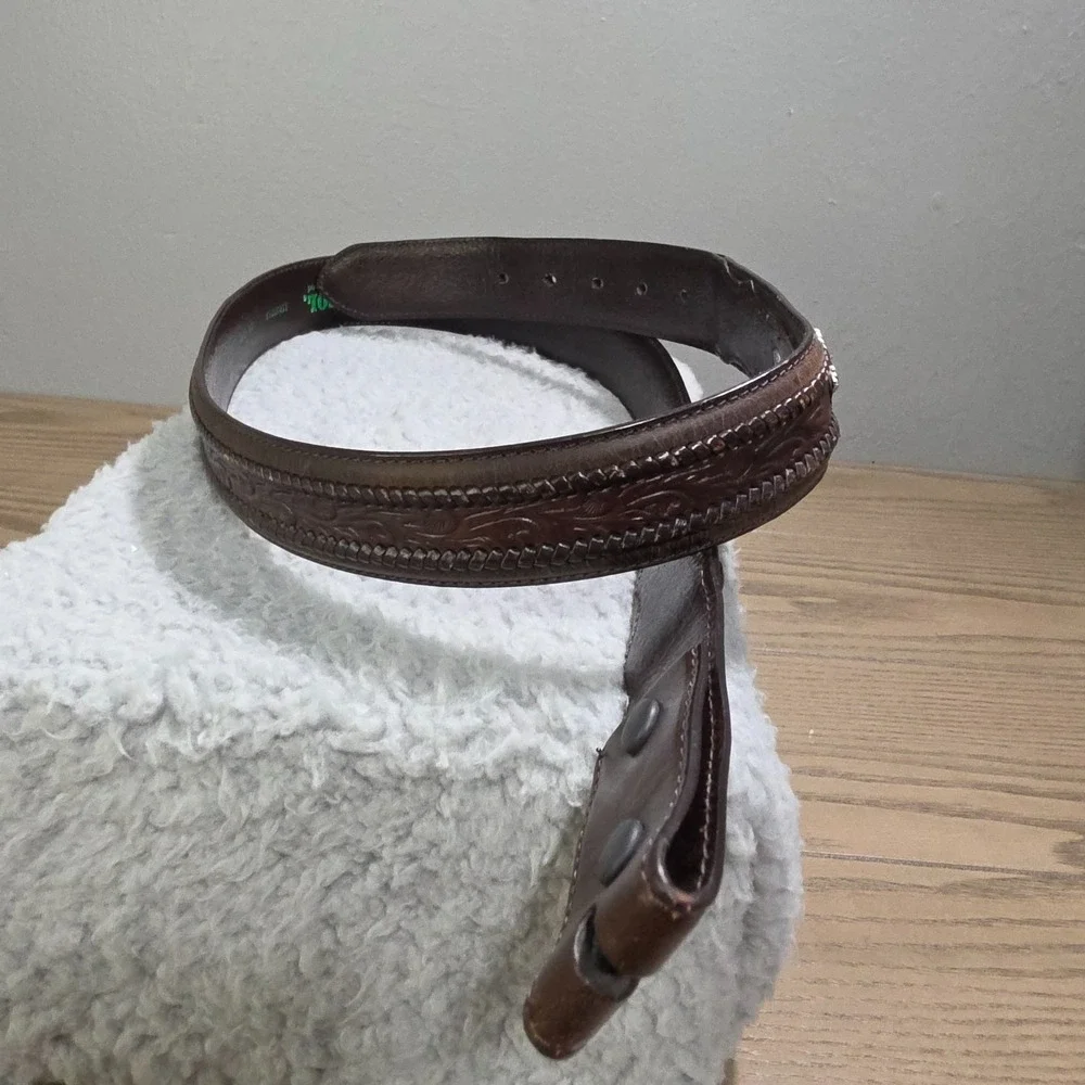 Vintage RESISTOL Brown Leather Cowhide Size‎ 40 Western Scroll Studs